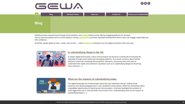Screenshot of the Glasgow East Women's Aid (subject to insolvency proceedings) website