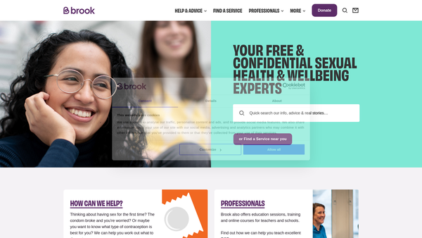 Screenshot of the Brook Scotland website