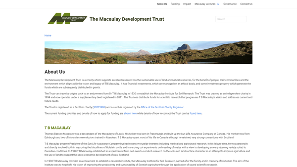 Screenshot of the Macaulay Development Trust website