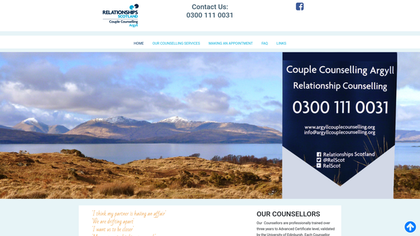 Screenshot of the Argyll Couple Counselling website
