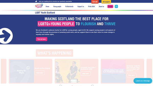 Screenshot of the LGBT Youth Scotland website