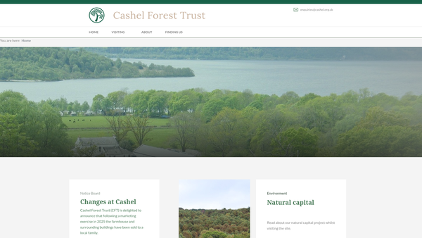 Screenshot of the Cashel Forest Trust website