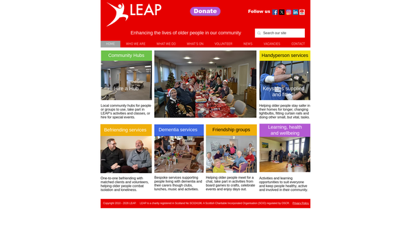 Screenshot of the LEAP Project website