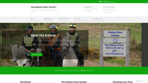 Screenshot of the The Eriskay Pony Society Limited website