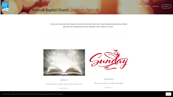Screenshot of the Penicuik Baptist Church website