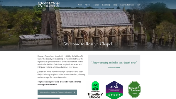 Screenshot of the Rosslyn Chapel Trust website