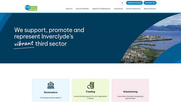 Screenshot of the Cvs Inverclyde website