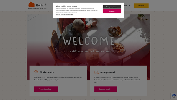 Screenshot of the Maggie Keswick Jencks Cancer Caring Centres Trust website