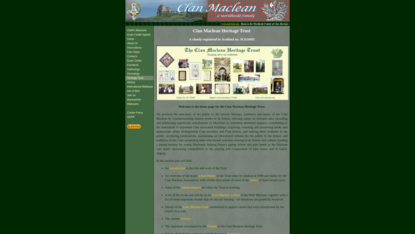 Screenshot of the Clan Maclean Heritage Trust website
