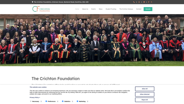 Screenshot of the Crichton Foundation website