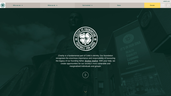 Screenshot of the Celtic FC Foundation website