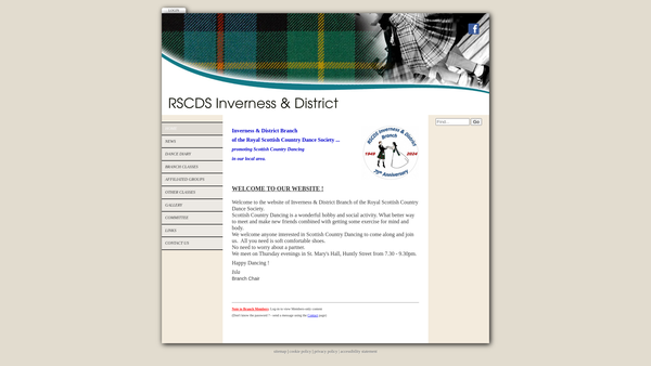 Screenshot of the Royal Scottish Country Dance Society Inverness & District Branch website