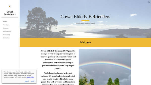 Screenshot of the Cowal Elderly Befrienders SCIO website