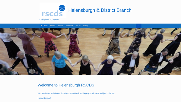 Screenshot of the Royal Scottish Country Dance Society Helensburgh & District Branch website