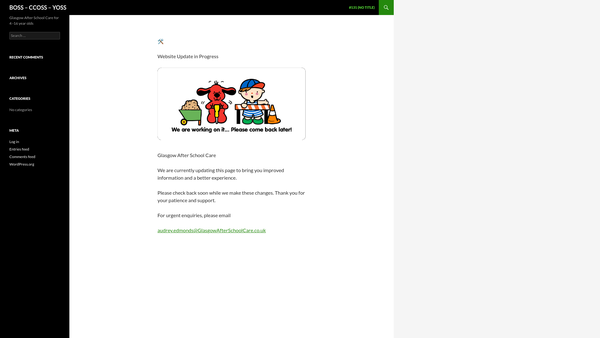 Screenshot of the Blairdardie Out Of School Service - Boss website