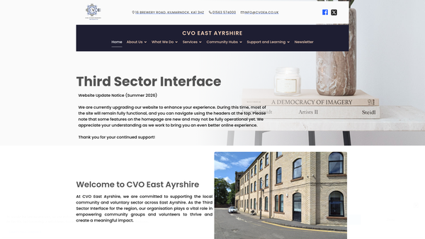 Screenshot of the Council Of Voluntary Organisations (East Ayrshire) website