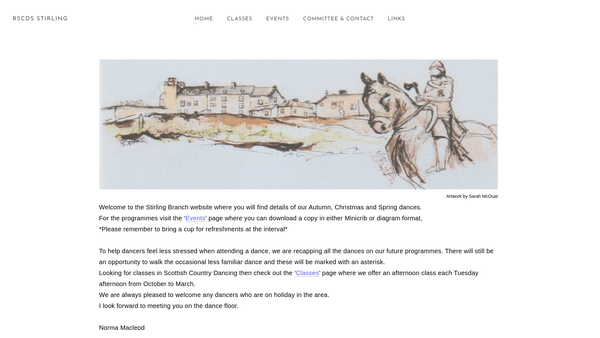 Screenshot of the Royal Scottish Country Dance Society Stirling Branch website