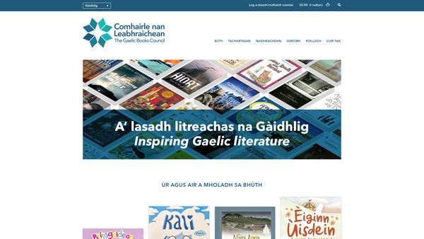 Screenshot of the Comhairle Nan Leabhraichean (The Gaelic Books Council) website