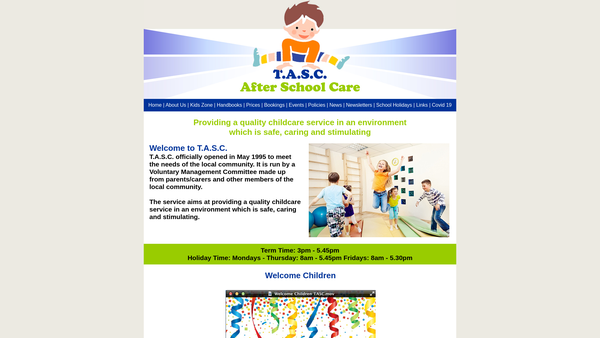 Screenshot of the Temple/St Ninians After School Care website