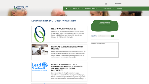 Screenshot of the Learning Link Scotland website