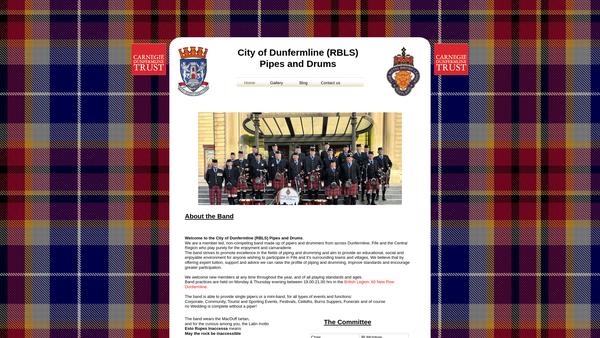 Screenshot of the City of Dunfermline (RBLS) Pipes and Drums website