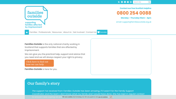 Screenshot of the Families Outside website