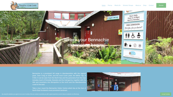 Screenshot of the Bennachie Centre Trust (SCIO) website