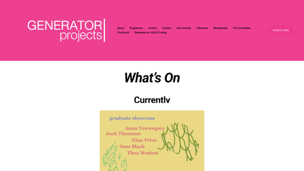 Screenshot of the Generator website