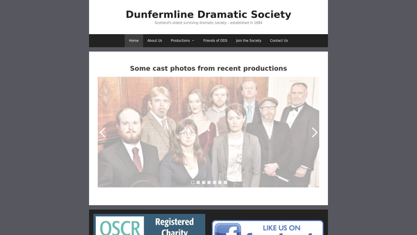 Screenshot of the Dunfermline Dramatic Society website