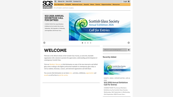 Screenshot of the Scottish Glass Society website
