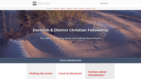 Screenshot of the Dornoch & District Christian Fellowship website