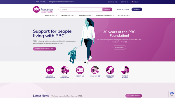 Screenshot of the PBC Foundation (UK) Limited website