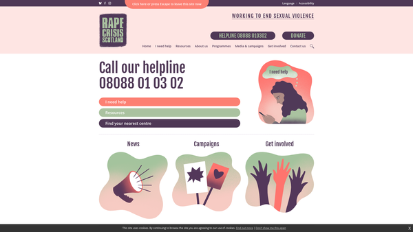 Screenshot of the Rape Crisis Scotland website