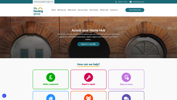 Screenshot of the Fife Housing Association Ltd website