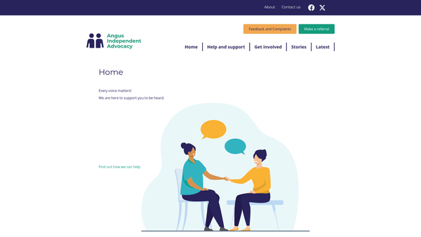 Screenshot of the Angus Independent Advocacy website