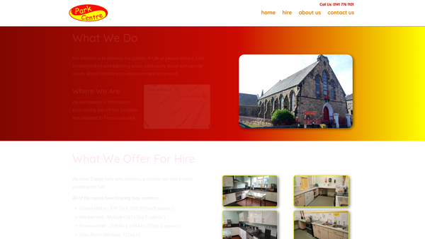 Screenshot of the Park Centre (Strathkelvin) Limited website