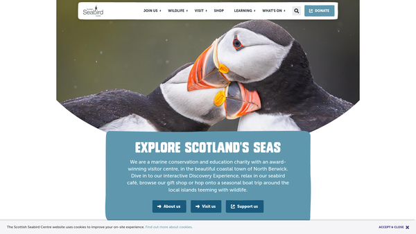 Screenshot of the Scottish Seabird Centre website