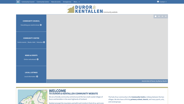 Screenshot of the Kentallen & Duror Community SCIO website