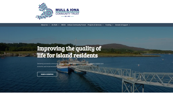 Screenshot of the Mull And Iona Community Trust website