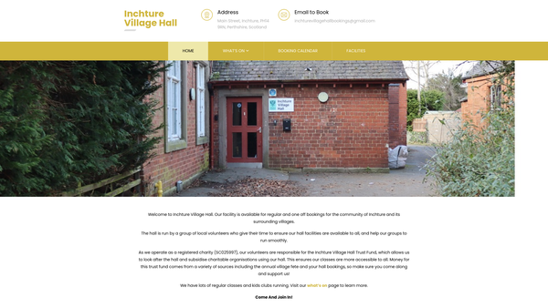 Screenshot of the Inchture Village Hall Fund website