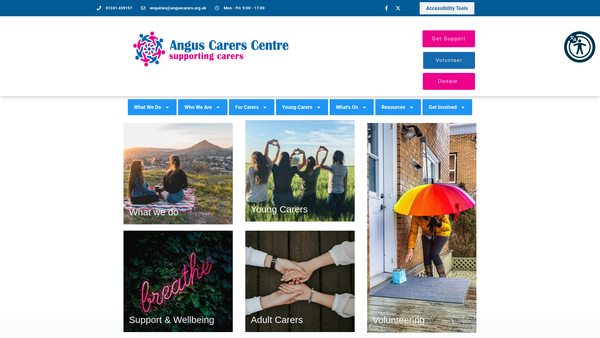 Screenshot of the Angus Carers Association website