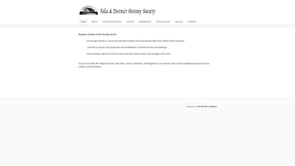 Screenshot of the Fala Soutra And District History And Heritage Society website