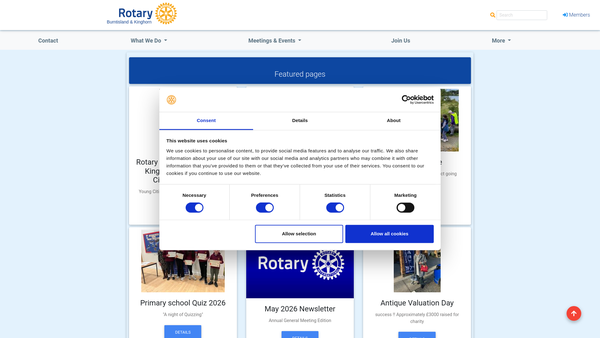 Screenshot of the Rotary Club Of Burntisland And Kinghorn Trust Fund website