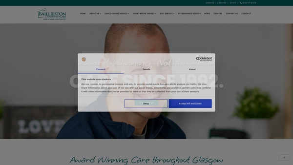 Screenshot of the Baillieston Community Care website