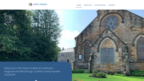 Screenshot of the Abercorn Pardovan Kingscavil and Winchburgh Parish (Church of Scotland) website