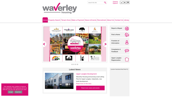 Screenshot of the Waverley Housing website