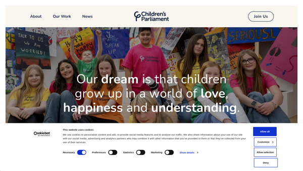 Screenshot of the The Childrens Parliament website