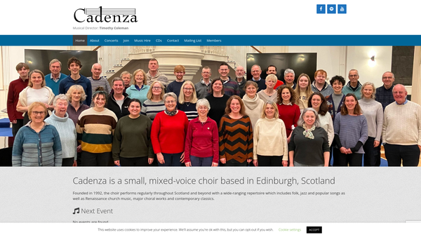 Screenshot of the Cadenza website