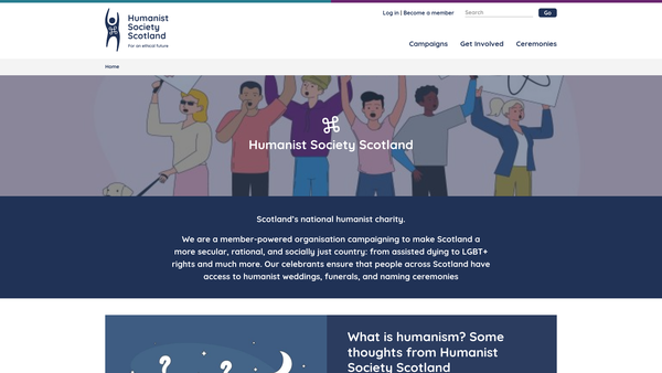 Screenshot of the Humanist Society Scotland website