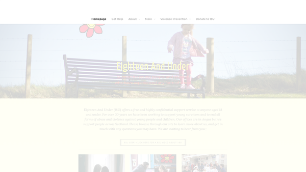 Screenshot of the Eighteen And Under website